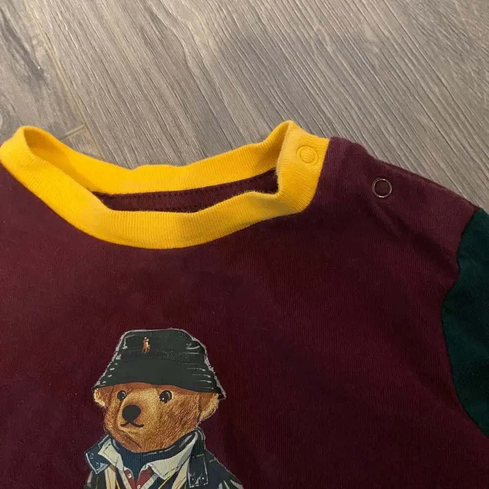 Ralph Lauren Colorblocked Red Green Blue Sweat Set Polo Bear Set Baby 12 Month